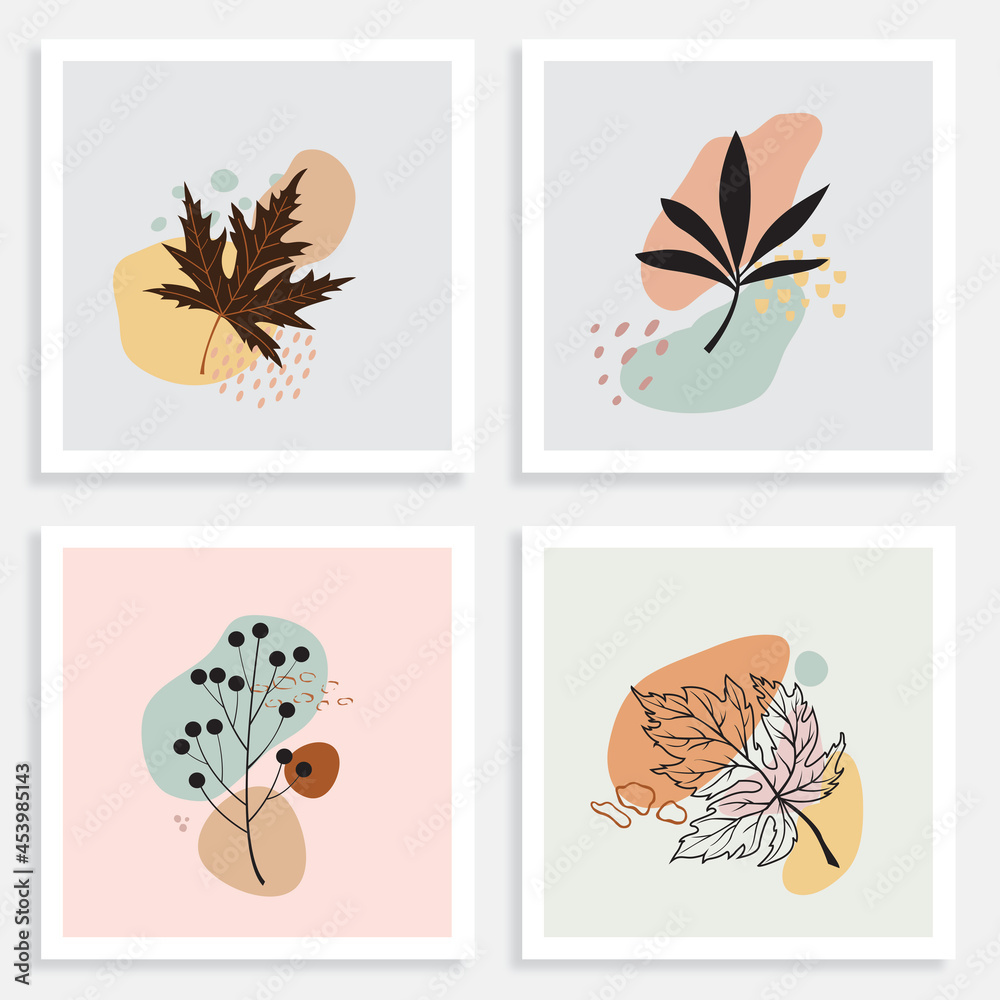 wall art vector set. Foliage line art drawing with abstract shape. Abstract Plant Art design for print, cover, wallpaper, Minimal and natural wall art. Vector illustration. wall art vector set. Foliage line art drawing with abstract shape. Abstract Plant Art design for print, cover, wallpaper, Minimal and natural wall art. Vector illustration.