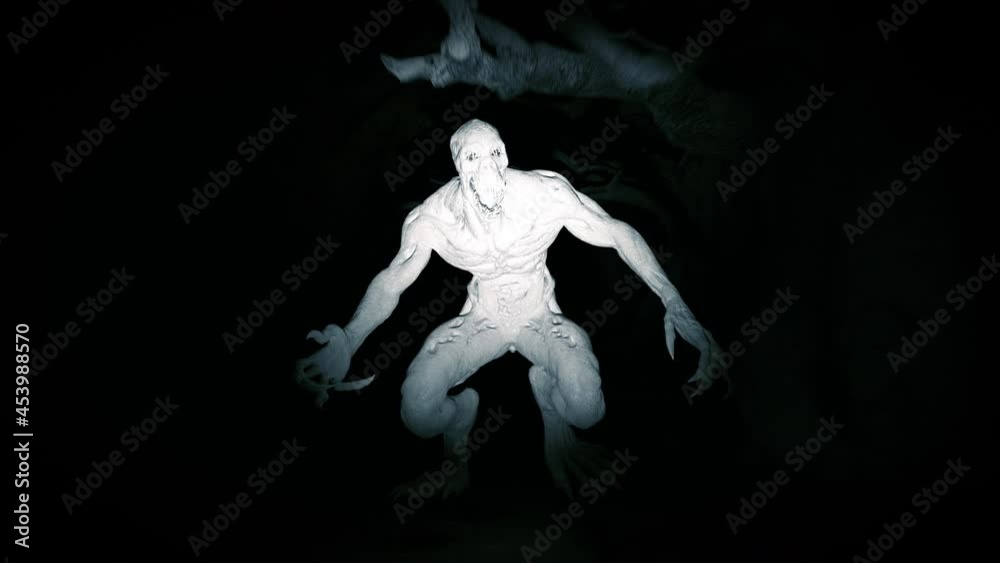 Furious Monster Run in Motion Graphics Animation. Scary Person Running Away from Zombie in Dark Haunted Woods. Fiction Fantasy of Mad Looking Face Death. Light in Black Horror Scene Chasing in POV Furious Monster Run in Motion Graphics Animation. Scary Person Running Away from Zombie in Dark Haunted Woods. Fiction Fantasy of Mad Looking Face Death. Light in Black Horror Scene Chasing in POV