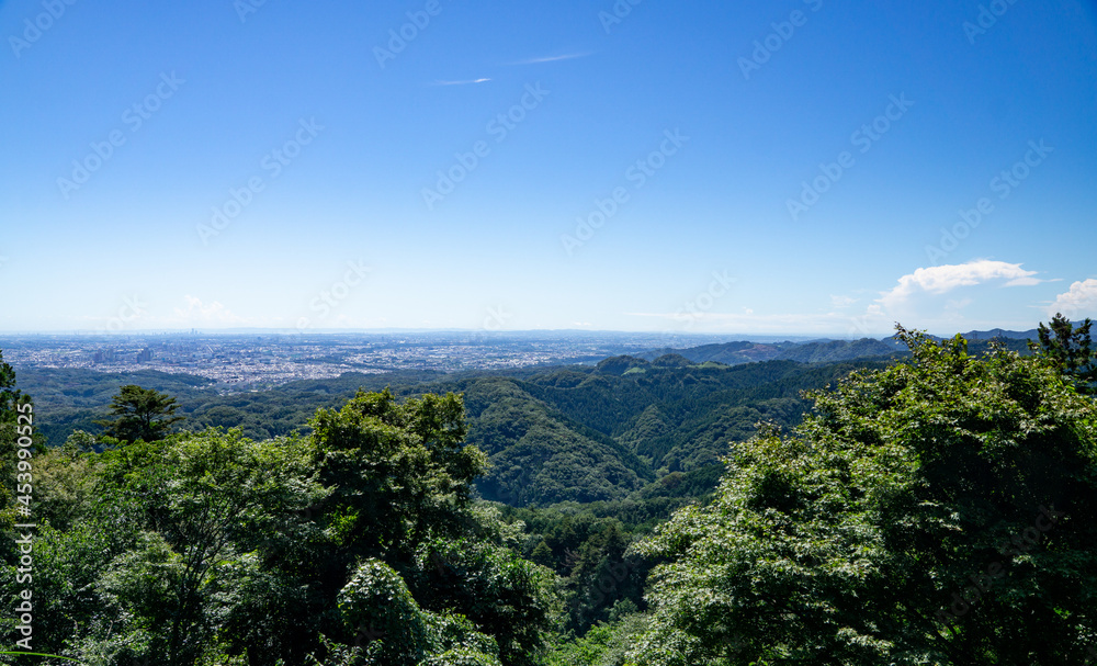 高尾山　かすみ台展望台からの景色　夏