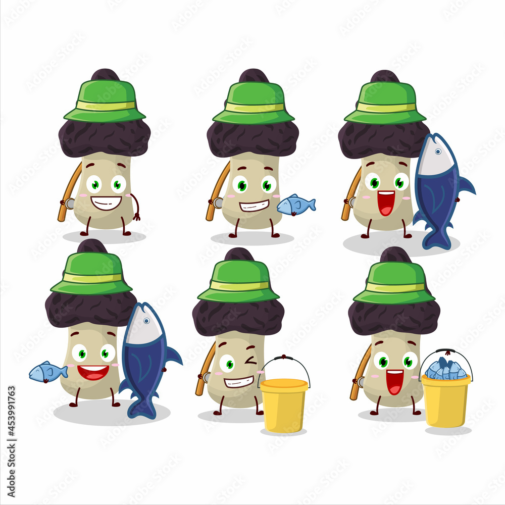A fisherman gyromitra cartoon picture catch a big fish A fisherman gyromitra cartoon picture catch a big fish