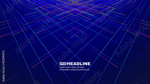 Criss-crossing colored lines constitute a spatial background of the line.
