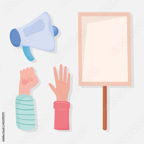hands megaphone and banner