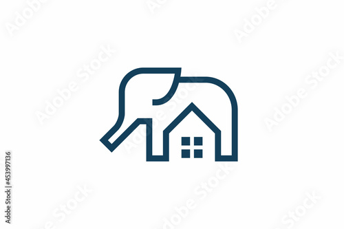 elephant home logo, real estate, monogram style design vector graphic