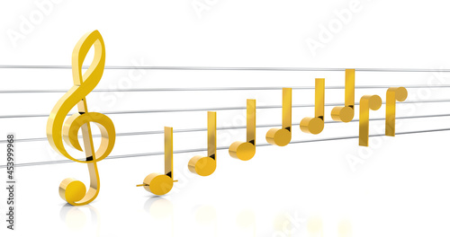 Valokuva 3D illustration of diatonic scales (Do, Re, Mi, Fa, Sol, La, Si, Do) with notes