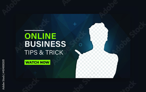 business online marketing youtube video thumbnail template design Editable vector