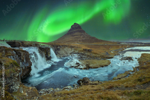 Aurora Borealis with the Milky Way Galaxy, Iceland,night photography
