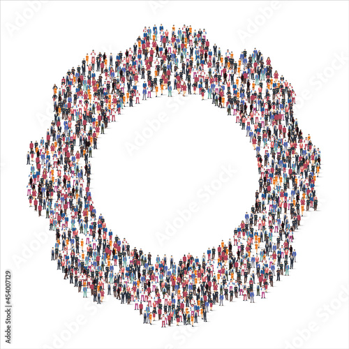 People and business group in the form of gear symbol