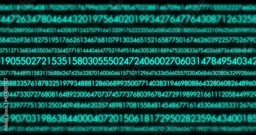 4K Binary code random numbers glowing on a black background. digits on dark backdrop. Blue futuristic cyberspace abstract data typing number on display  concept. 
