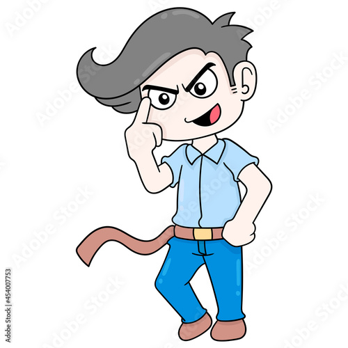 handsome and cool boy is thinking, doodle icon image kawaii