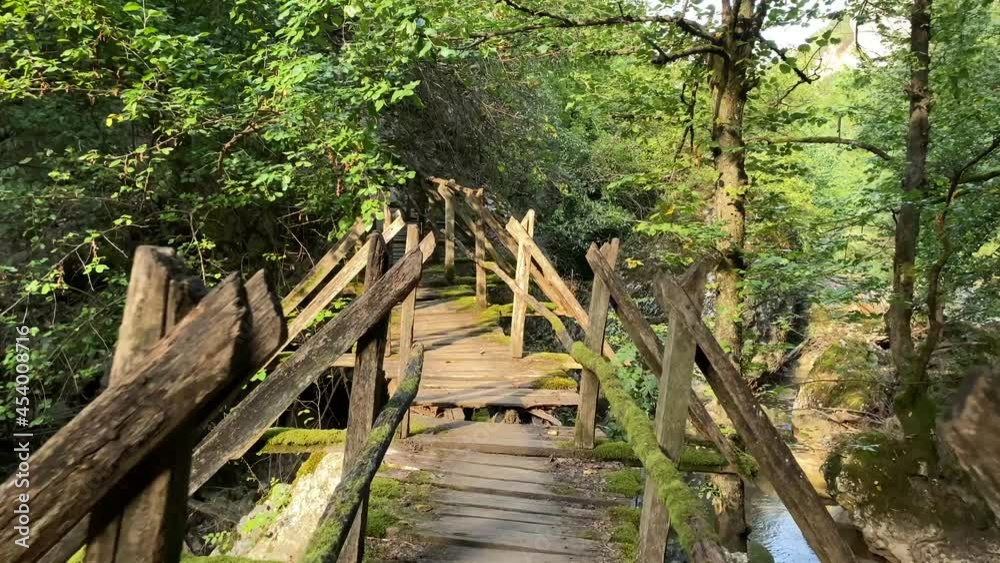 Old wooden bridge with moss Old wooden bridge with moss