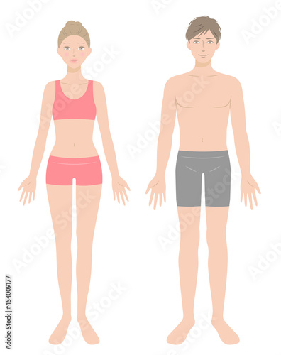 男性と女性の身体　全身 下着
