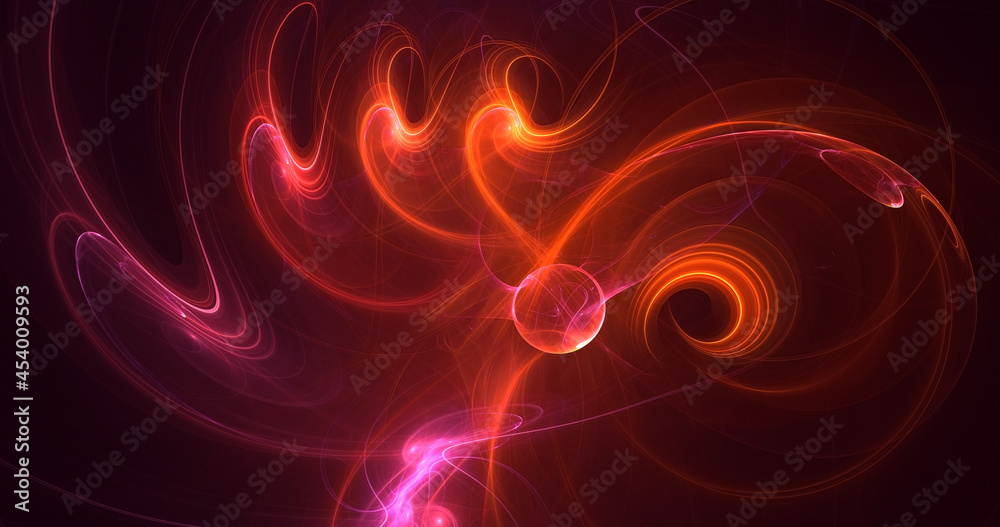 3D rendering abstract multicolor fractal light background