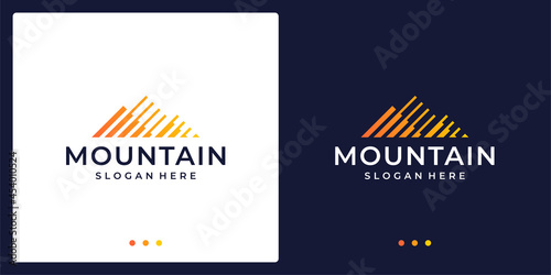 Creative mountain logo with line. symbol for modern marketing, analytic. Premium Vector