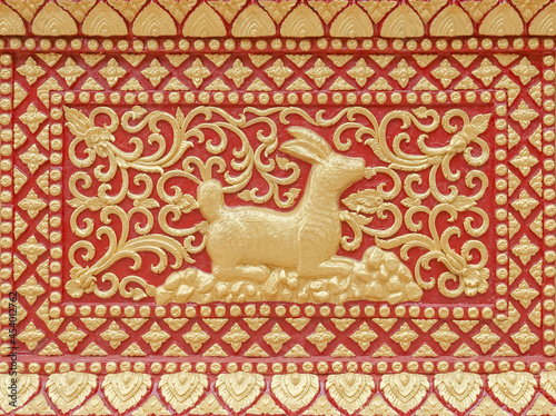 Obraz na plátně Traditional Thai style stucco or  high-relief sculpture of rabbit of 12 Zodiac,o