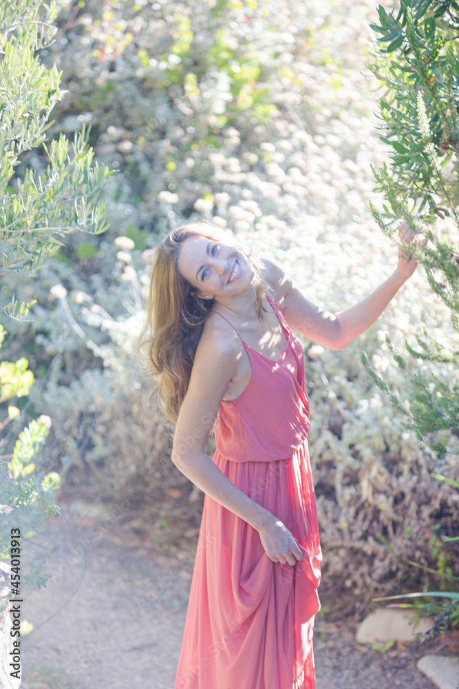 Woman walking outdoors