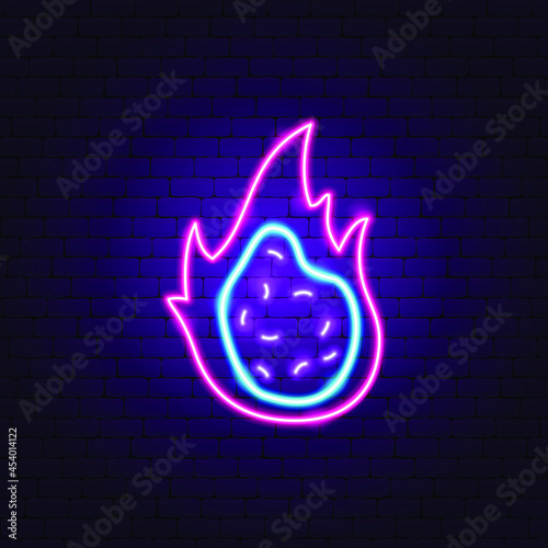 Dragon Fruit Slice Neon Sign. Vector Illustration of Exotic Promotion.