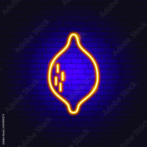 Lemon Neon Sign. Vector Illustration of Fruit Promotion.
