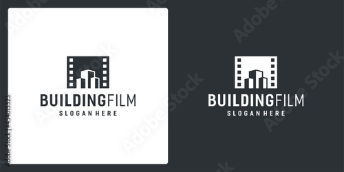 film strip logo inspiration and building logos. premium vector