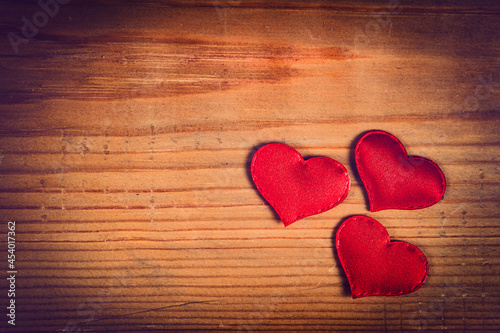 Hearts on the Wooden Board