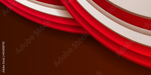 Red and white contrast ribbon abstract background