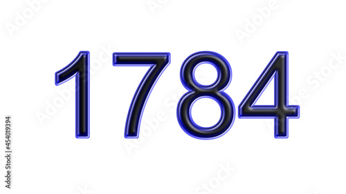 blue 1784 number 3d effect white background