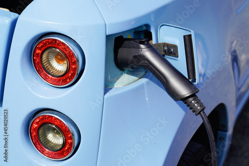 modern charging of an electric car vehicle ve on street charger