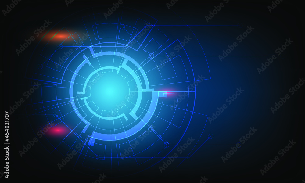 Naklejka premium Circular line background with Line and dot connection. Banner geometic round wallpaper with network connection and copy space. Presentation template for design.