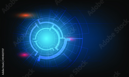 Circular line background with Line and dot connection. Banner geometic round wallpaper with network connection and copy space. Presentation template for design.