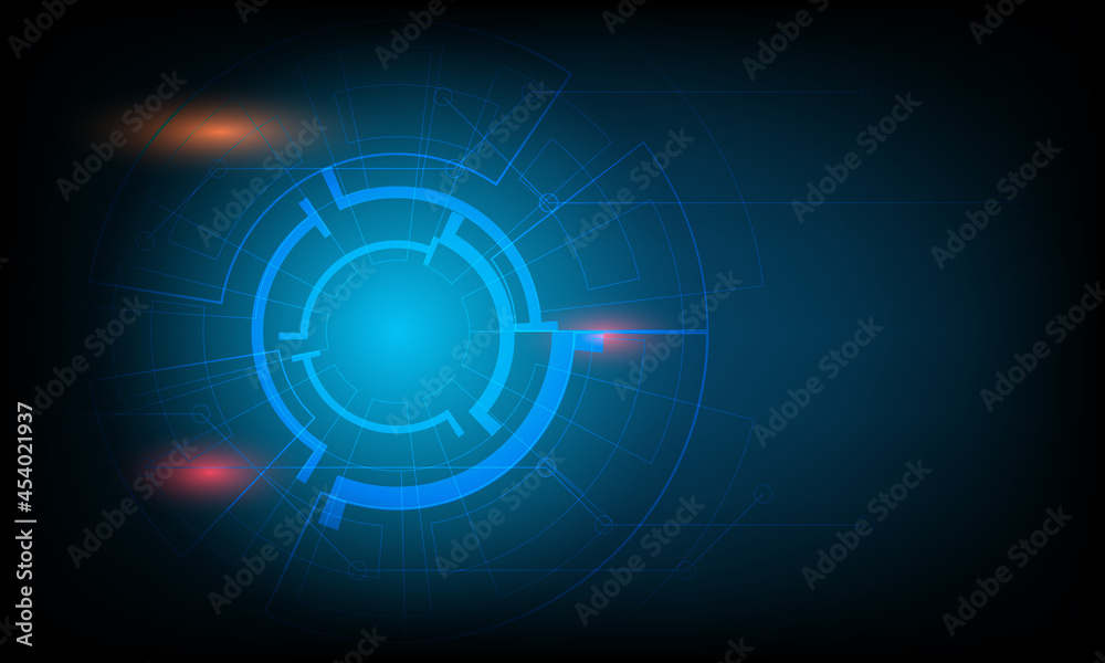 Circular line background with Line and dot connection. Banner geometic round wallpaper with network connection and copy space. Presentation template for design.
