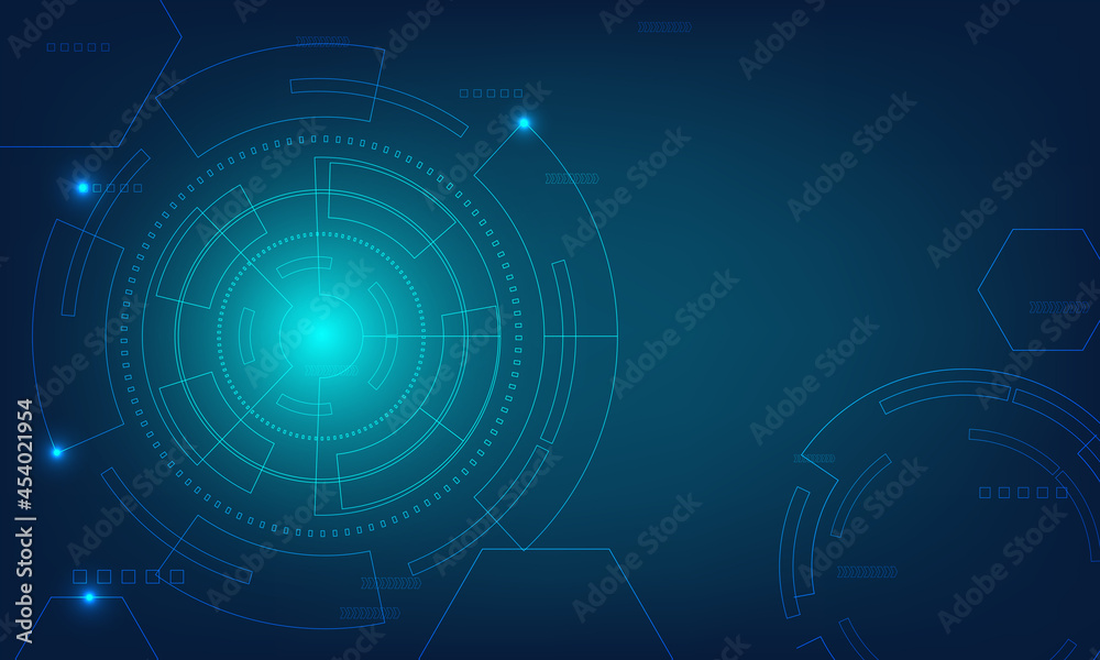 Abstract Line Bakground of Redial circle with shine light element. Circular template for design about science or enginerring innovation. Blank space for create information.