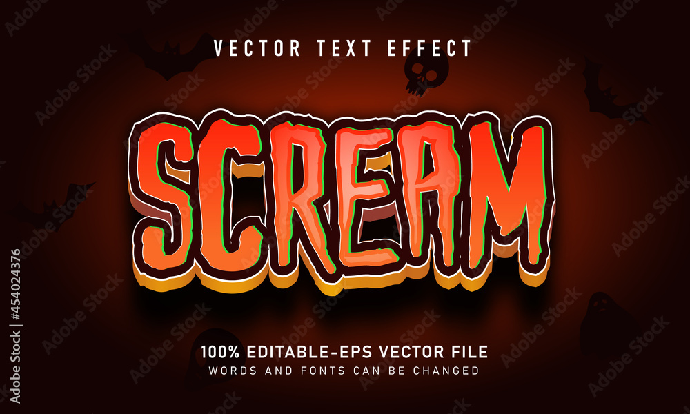 Scream text effect style design with halloween horror theme