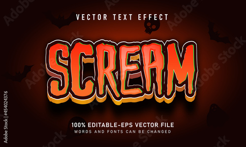 Scream text effect style design with halloween horror theme