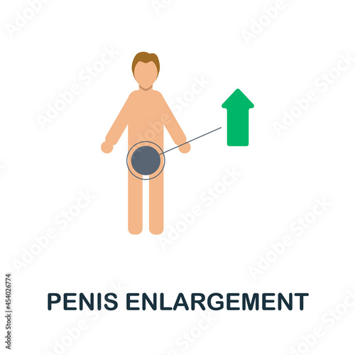 Penis Enlargement flat icon. Colored sign from plastic surgery collection. Creative Penis Enlargement icon illustration for web design, infographics and more