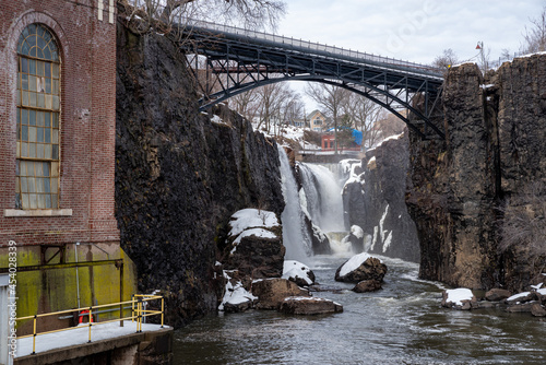 Winter view of The Great Falls of the Passaic River in Paterson, NJ , United States. photo