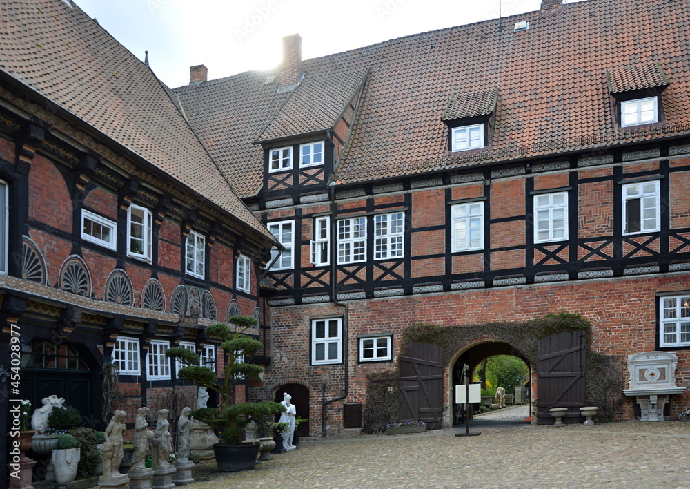 Historisches Schloss im Dorf Ahlden, Niedersachsen Stock Photo Adobe