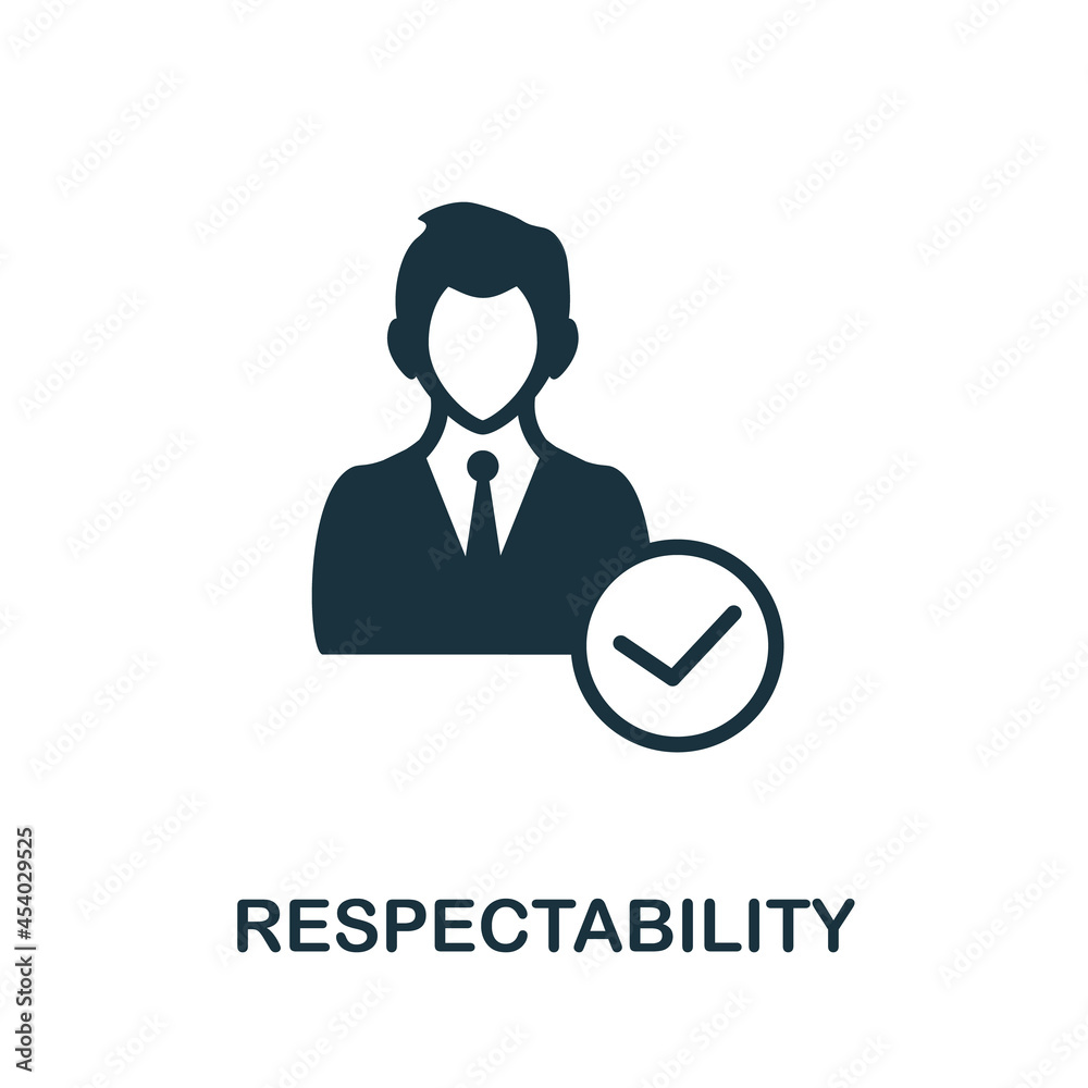 Respectability flat icon. Colored sign from positive attitude collection. Creative Respectability icon illustration for web design, infographics and more