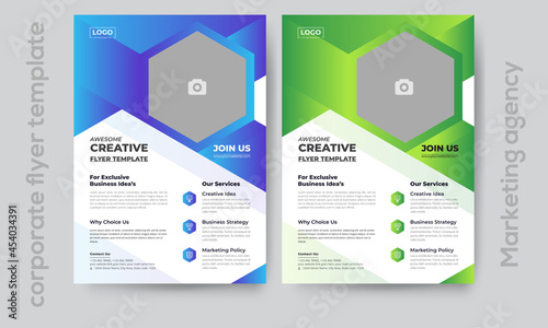 Corporate Business Gradient Colorful Modern Flyer Poster leaflet Banner Set Design Template photo