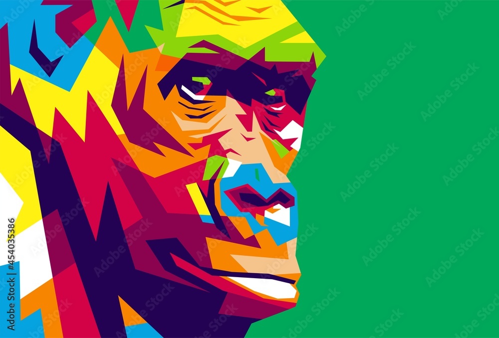 Fototapeta gorilla. gorilla illustration in modern pop art style. suitable for screen printing t-shirts, wall decorations, book covers etc, EPS files
