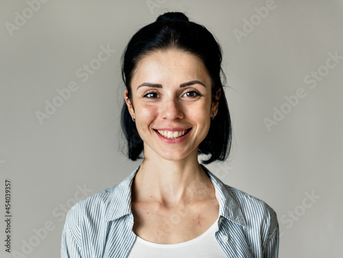 Portrait of cheerful Caucasian woman