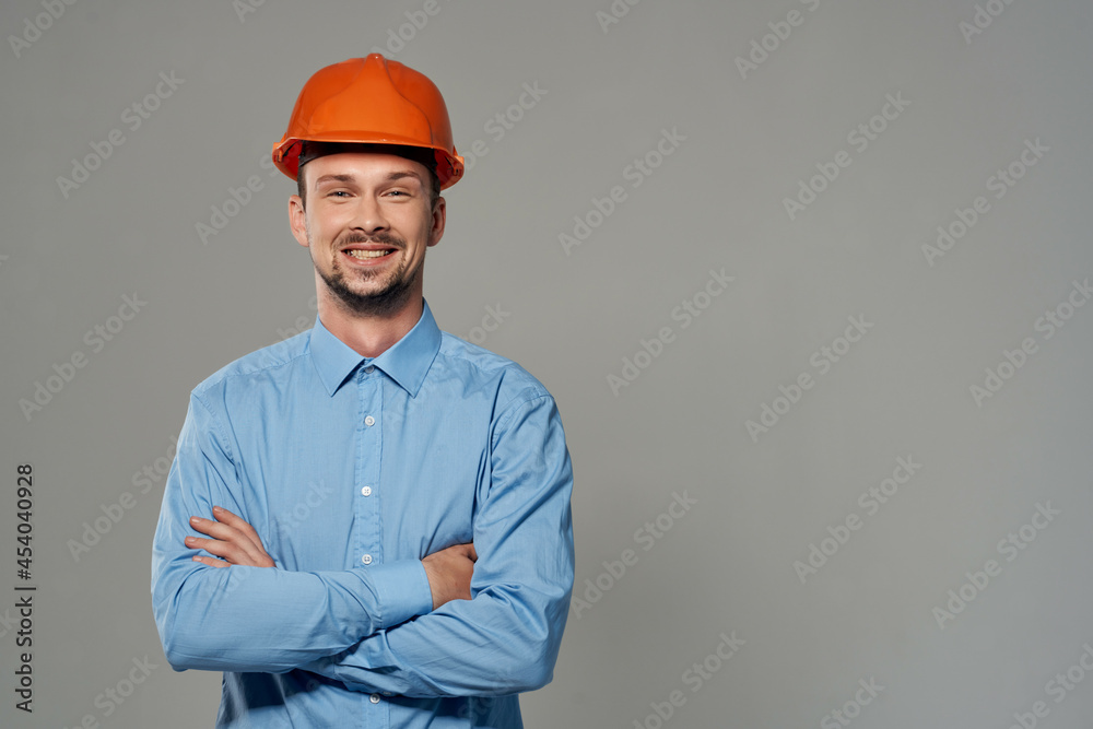 man in construction uniform protection isolated background