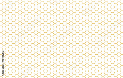 Golden hexagon bee hive honeycomb pattern seamless with white background vector photo