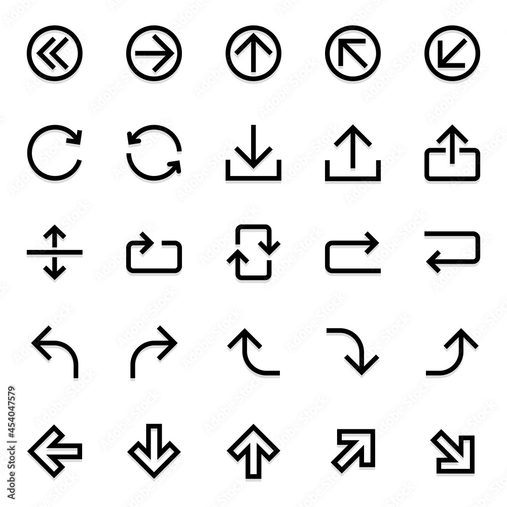 Outline icons for arrows. Outline icons for arrows.