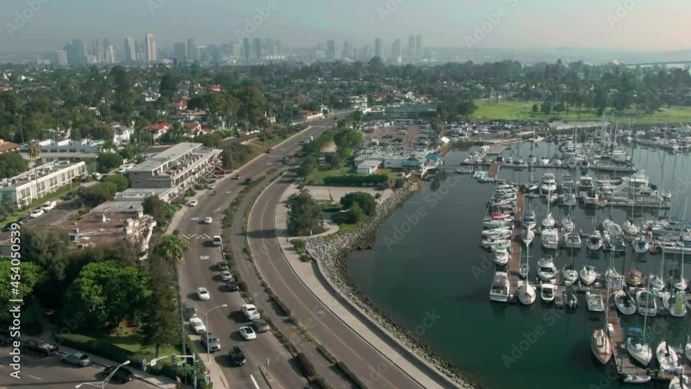 Aerial: Glorietta Bay and boats, Coronado, San Diego, California, USA Aerial: Glorietta Bay and boats, Coronado, San Diego, California, USA
