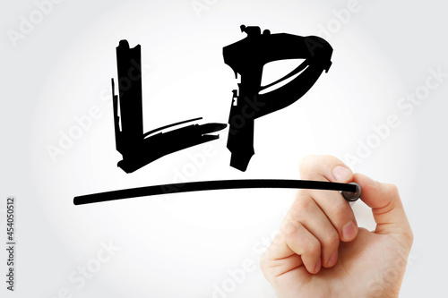 LP - Limited Partnership acronym with marker, business concept background photo