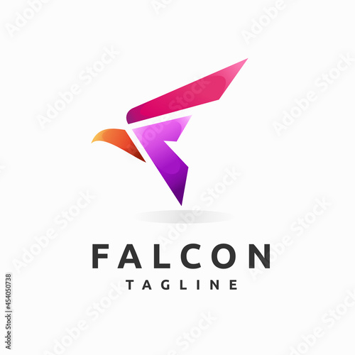 falcon logo with letter F concept