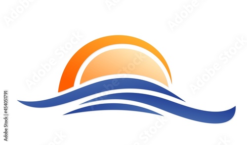 Sun and Blue Wave Symbol.