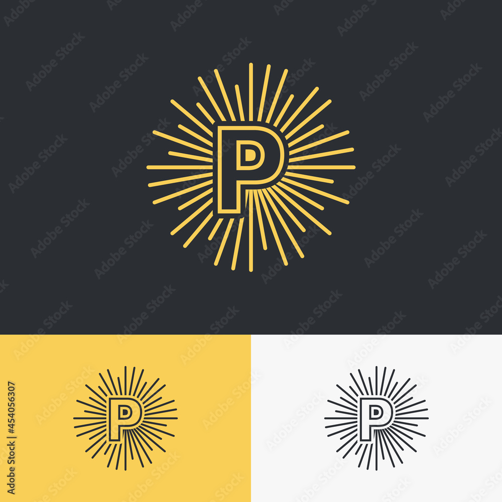 Fototapeta premium initial letter with sun symbol logo design. minimal vector graphic alphabet template.