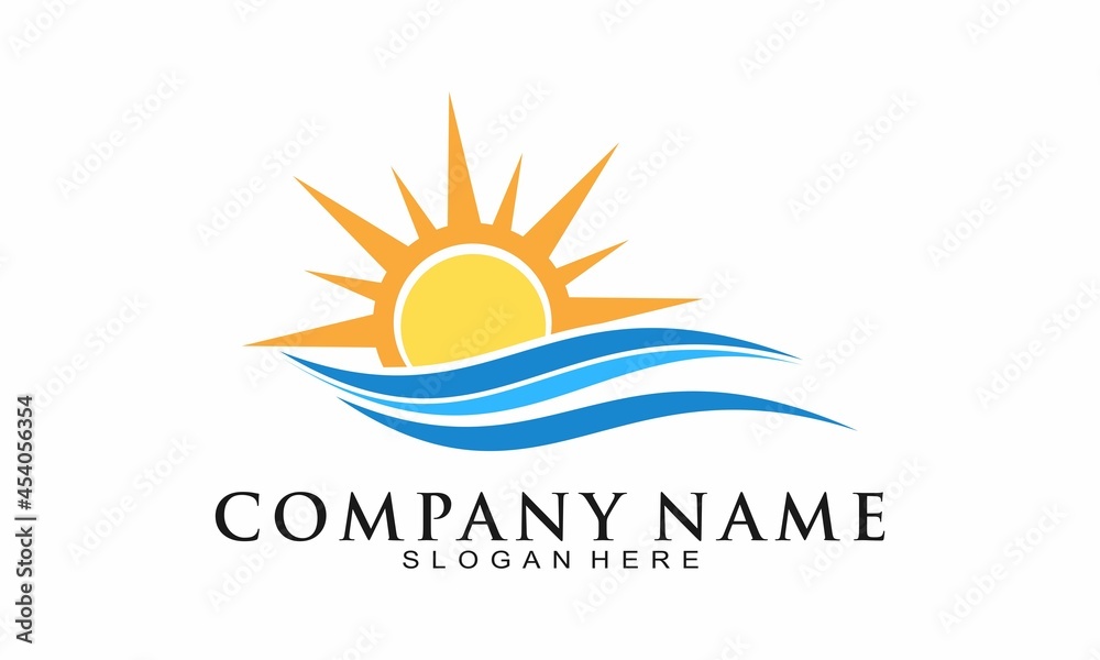 Sun wave elegant logo design