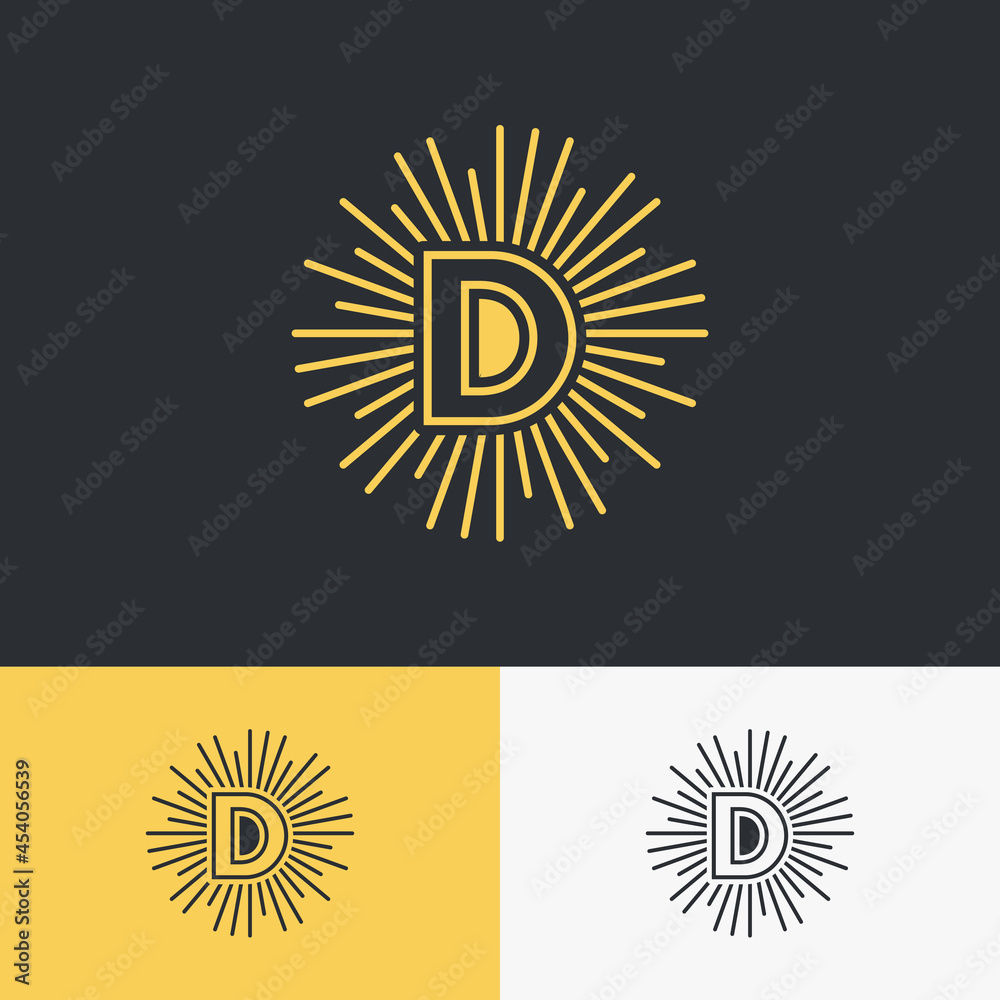 Fototapeta premium initial letter with sun symbol logo design. minimal vector graphic alphabet template.