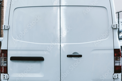 Back doors of a white truck